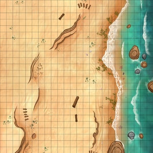 Beach Battle Mat | Terrain Essentials | Cast 'n Play | 1 Inch Grid Combat Maps