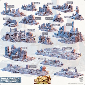 Debris & Difficult Terrain | Dwarven City | Terrain Essentials | Exteriors | Cast &#39;n Play | 3D Printed Tabletop Terrain