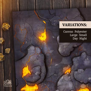 Tapis de combat Volcan Lava | L'essentiel du terrain | Cast 'n Play | Cartes de combat en grille de 1 pouce