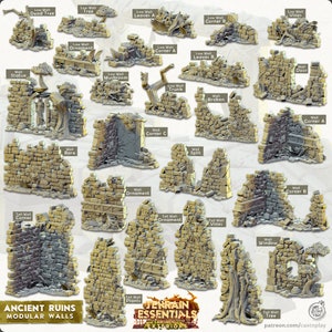 Modular Walls | Ancient Ruins | Terrain Essentials | Exteriors | Cast &#39;n Play | 3D Printed Tabletop Terrain