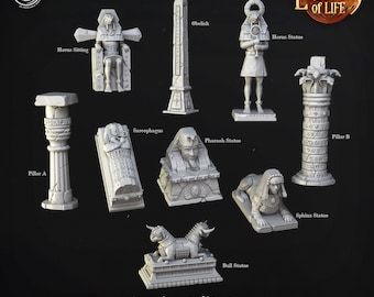 Ancient Statues| Echoes Of Life | Cast 'n Play | 3D printed 32mm Tabletop Terrain