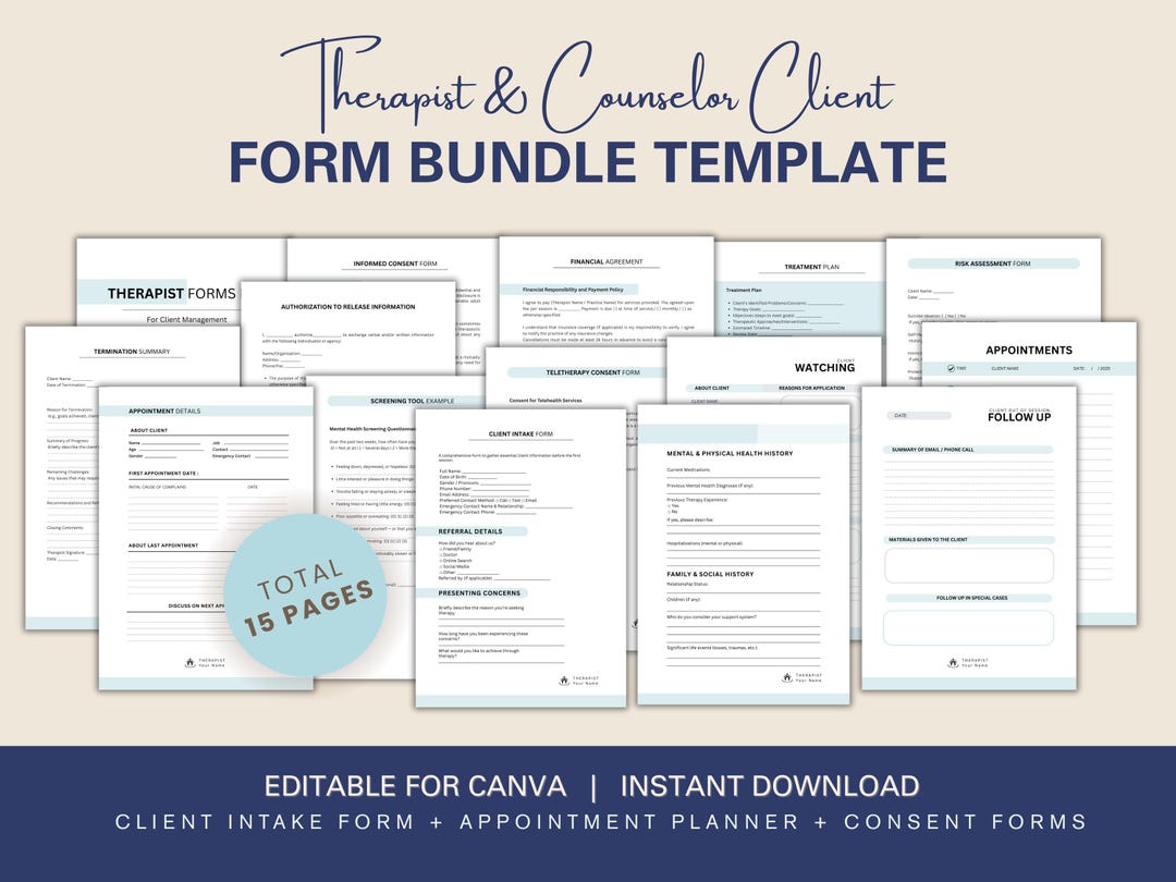 Client Intake & Consent Forms | 15 Editable Canva Templates for ...