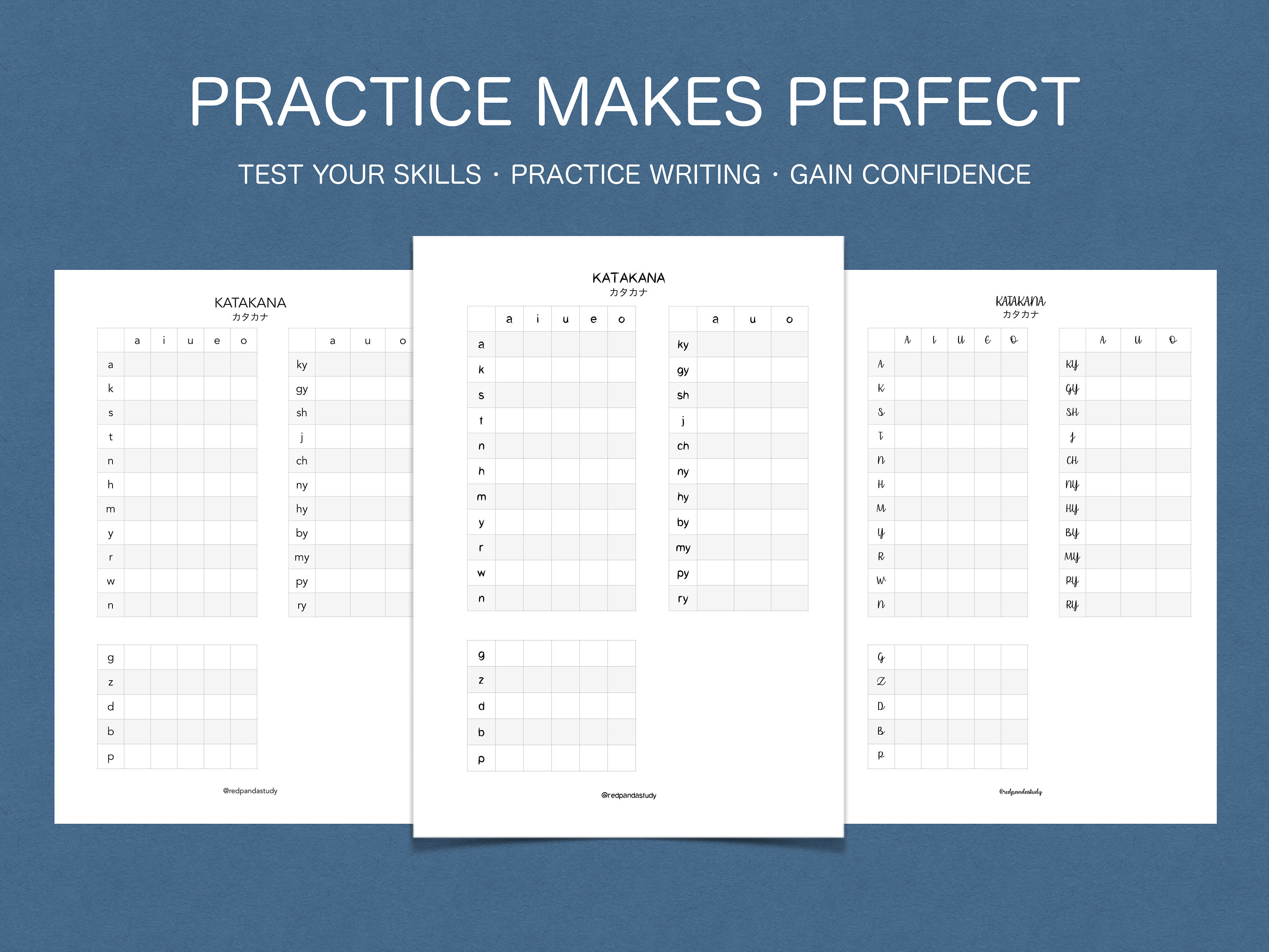 Katakana Reference Tabs Japanese Language Learning Printable Digital Worksheet Study Learn