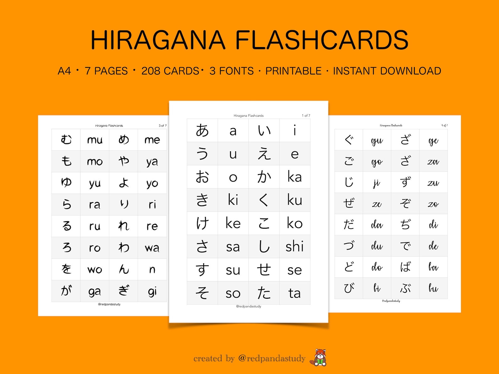 Hiragana flashcards for Japanese language learning Printable Etsy España