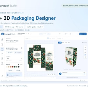Smartpack Studio Packaging Design Software for Windows, 2D Editor, 3D Preview and Source Code