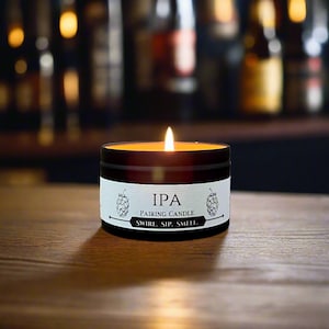 IPA Beer Pairing Candle, Beer Gift, Beer Lover, Soy Wax, Hand-Poured, Piney Hops, Hazy Citrus, Gift for Him, Beer Candle, Unique Men&#39;s Gift