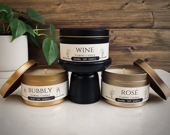 The Vineyard Flight, Gift for Wine Lovers, 3 Pack - Wine Pairing Candle, Rosé Pairing Candle, Bubbly Pairing Candle, 8oz Soy Wax, Wine Gift