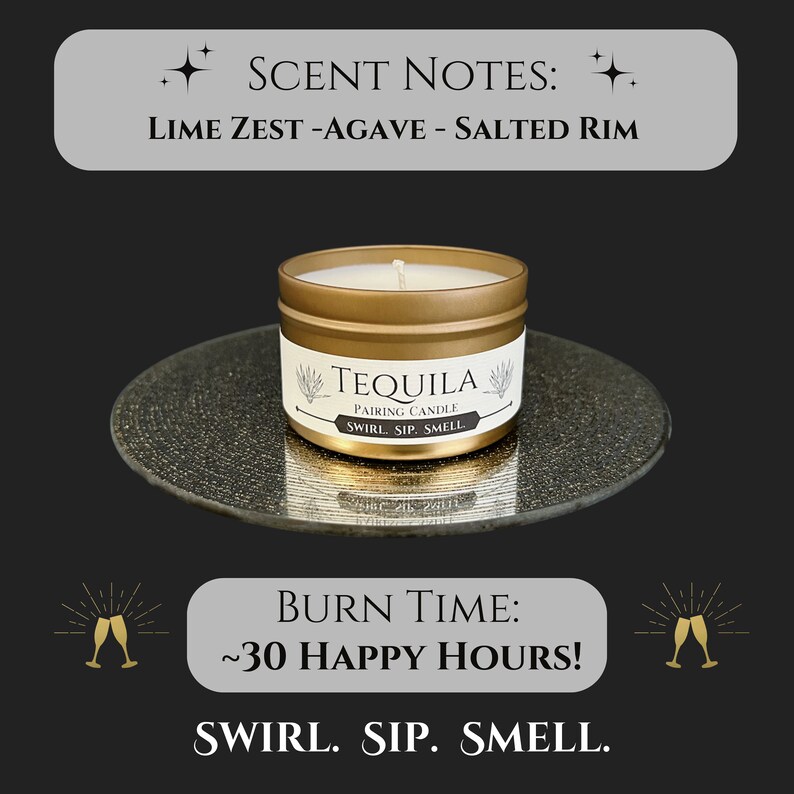 Tequila Pairing Candle, Tequila Lover Gift, Margarita Gift, 8oz Soy Wax