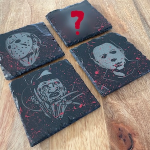 Movie Maniac Slasher Coasters - BLOODY VARIANT! Freddy Krueger, Jason Voorhees, Michael Myers / Halloween / Nightmare / Friday The 13th