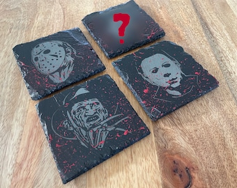 Movie Maniac Slasher Coasters - BLOODY VARIANT! Freddy Krueger, Jason Voorhees, Michael Myers / Halloween / Nightmare / Friday The 13th