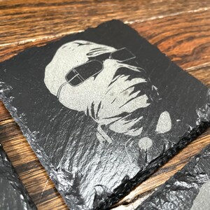 Classic Movie Monsters 2 Slate Coaster Set / Horror Movie Art / Wolfman / The Mummy / Creature From The Black Lagoon / Invisible Man / image 4