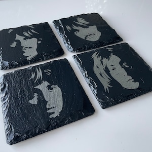 Beatles White Album Slate Coaster Set  / Rock n Roll Art / Fab Four / John, Paul, George & Ringo FREE SHIPPING