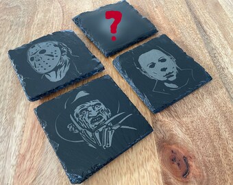 Movie Maniac Slasher Coasters - Freddy Krueger, Jason Voorhees, Michael Myers / Halloween / Nightmare / Friday The 13th FREE SHIPPING