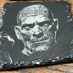 Classic Movie Monsters 2 Slate Coaster Set / Horror Movie Art / Wolfman / The Mummy / Creature From The Black Lagoon / Invisible Man / image 2