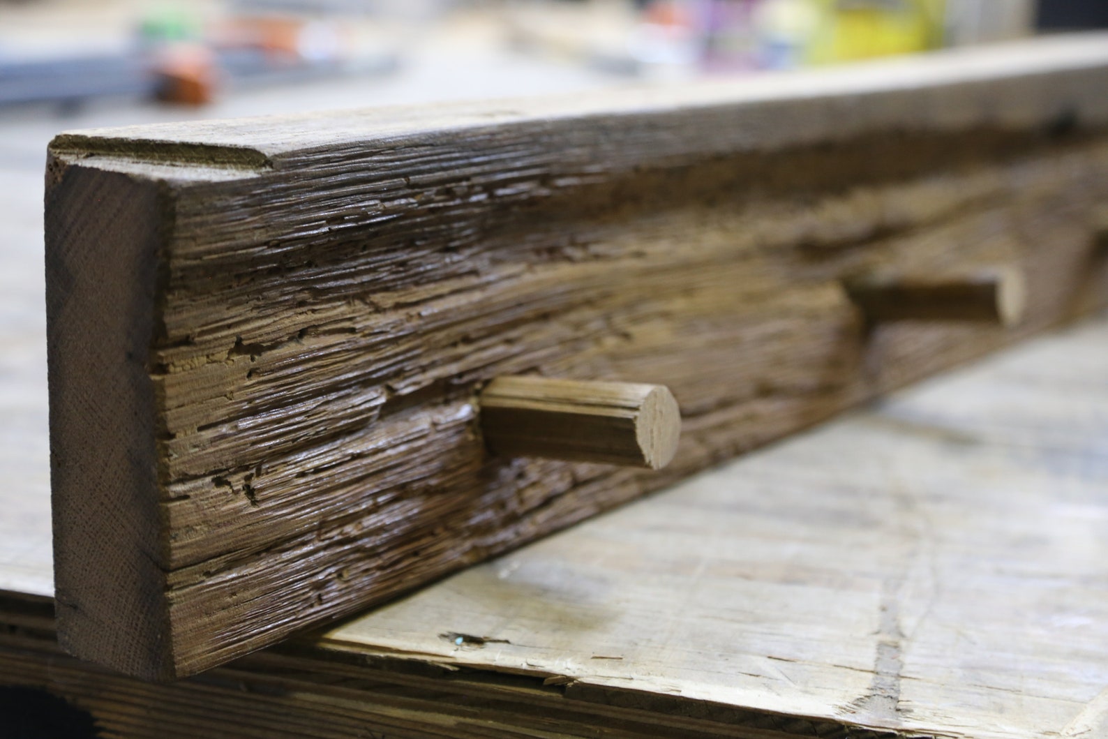 Reclaimed Barn Wood Barn Beam Coat Rack Pegs Etsy