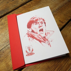 Ręcznie robiona karta z pozdrowieniami LFC Liverpool Football Club (Kenny Dalglish. Karta z okazji urodzin i Dnia Ojca i wiele więcej.