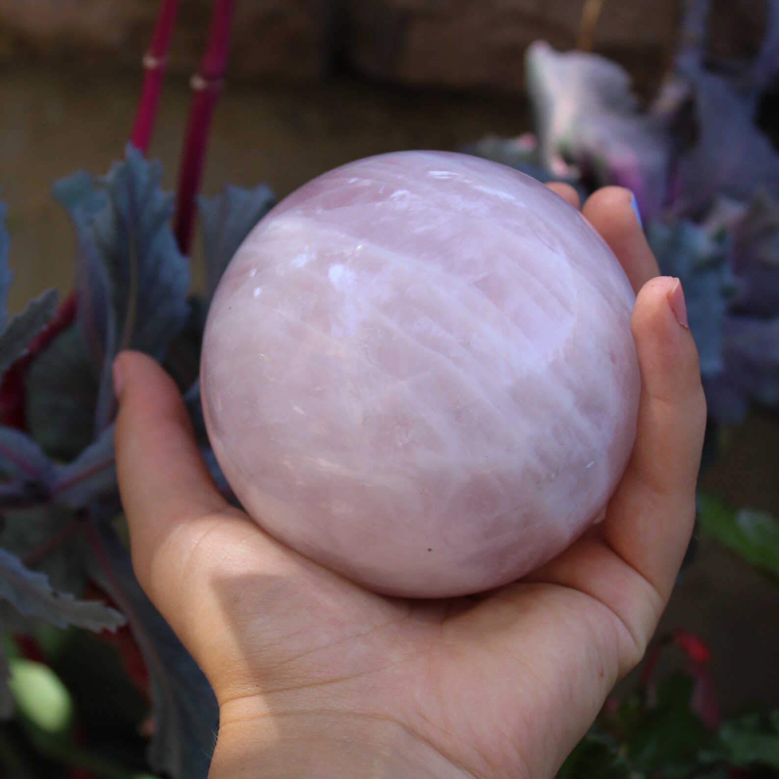 Rose Quartz Sphere Large Palm Size w/ Clear Stand Etsy