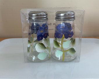 Grant Howard Hand Painted Tapered Salt and Pepper Shaker Set, Blue Hydrangeas Blue Grant Howard Hand Painted  Shaker Set, Blue Hydrangeas