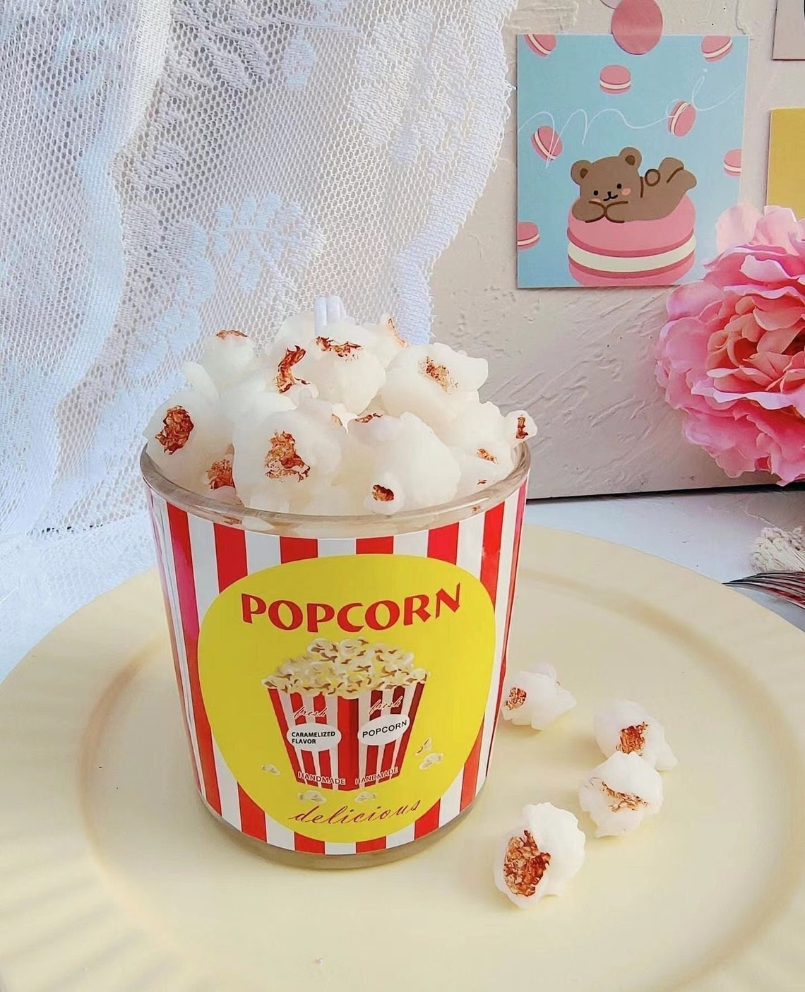Popcorn Candle Fun Food Candle Scented Dessert Candle Etsy