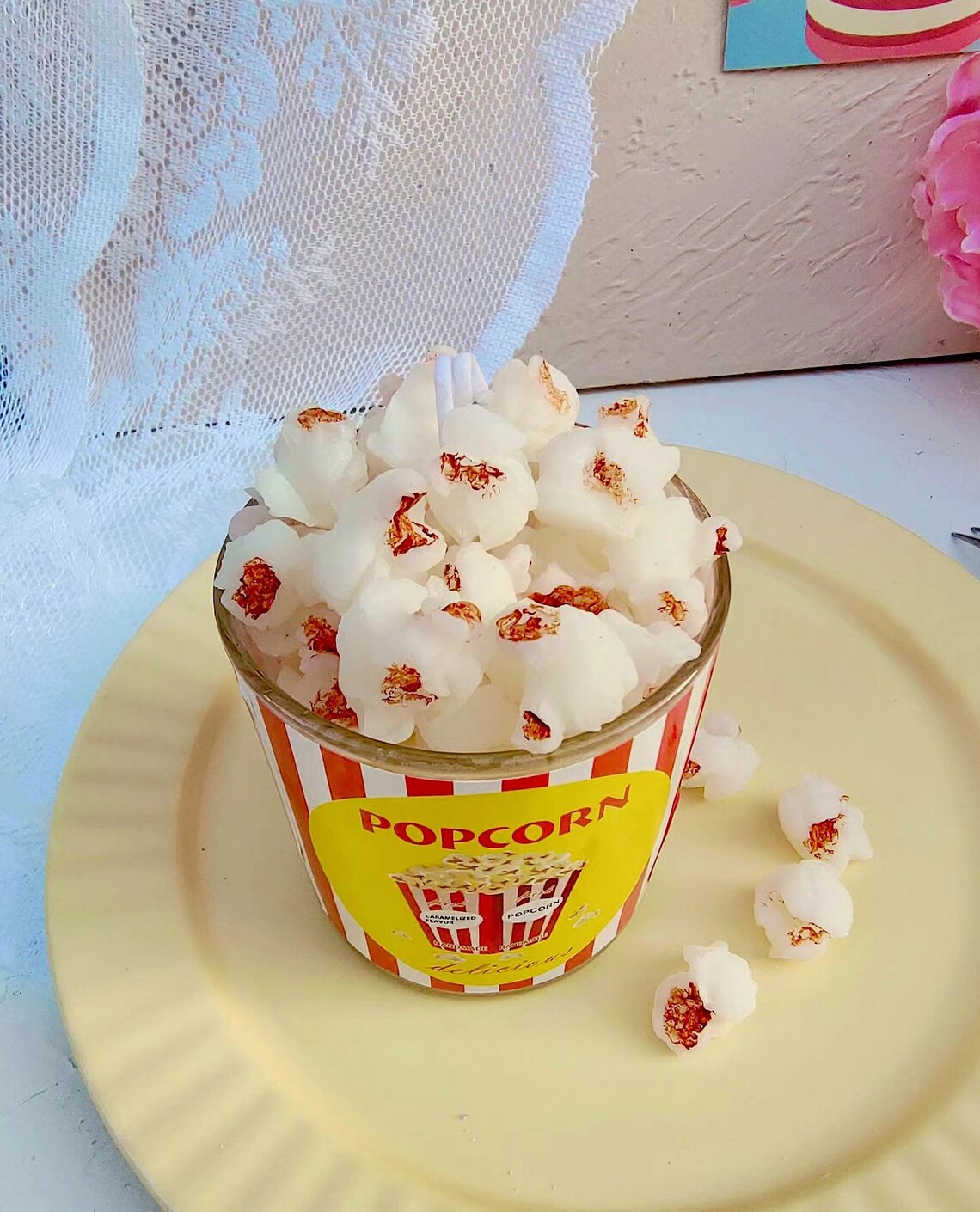 Popcorn Candle Fun Food Candle Scented Dessert Candle Etsy