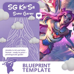 Star Guardian Kai&#39;Sa Daggers | Supercharger - Blueprint | Eva Foam Template for Cosplay | PDF for EVA foam (LoL - League of Legends)