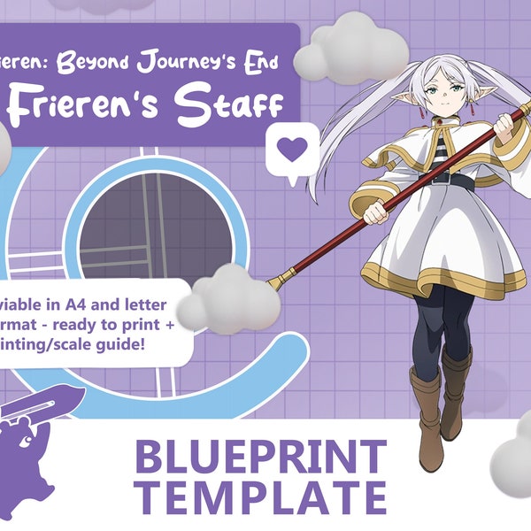 Frieren's Staff | Frieren: Jenseits der Reise - Cosplay Prop Blueprint| Eva Foam Template for Cosplay | PDF