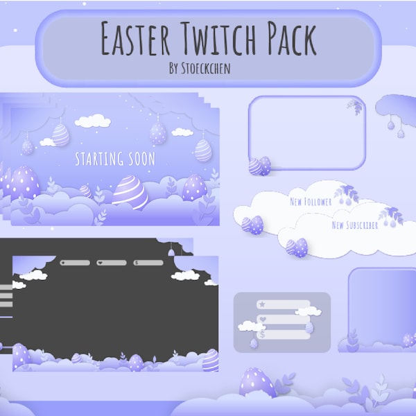 Easter Stream Pack Twitch Oster Überraschung Overlays mit Alerts