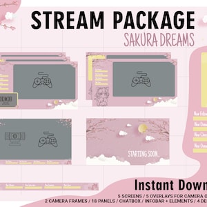 Sakura Dreams Twitch Overlay Package | Customizable Stream Package | Cherry Blossom Overlay Set | Cute Aesthetic | Stream Setup