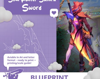 Samira Soul Fighter Sword- Blueprint / Plantilla de espuma Eva para Cosplay / PDF para espuma EVA (LoL - League of Legends)