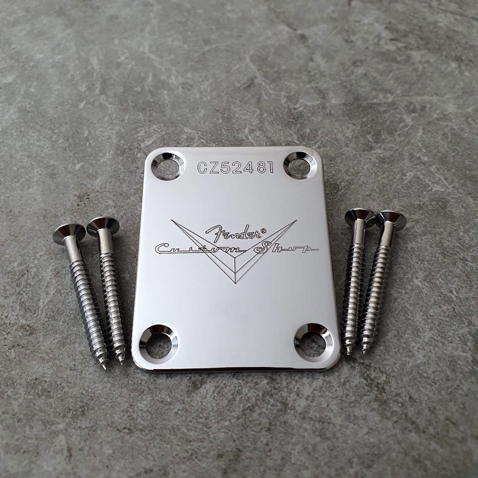 Fender Custom Shop Neck Plate With Mounting Screws Chrome Etsy