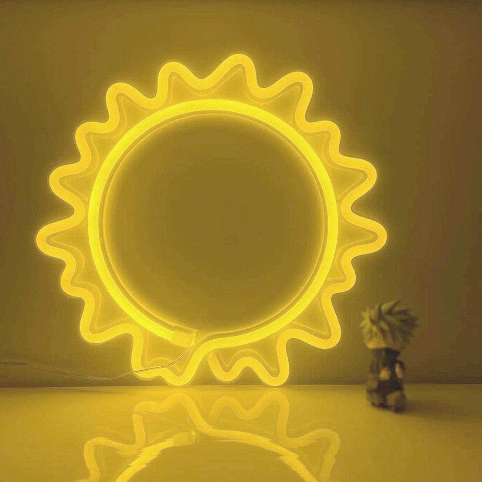 Yellow Sun Led Neon Sign Sun Neon Sign Yellow Neon Wall Etsy