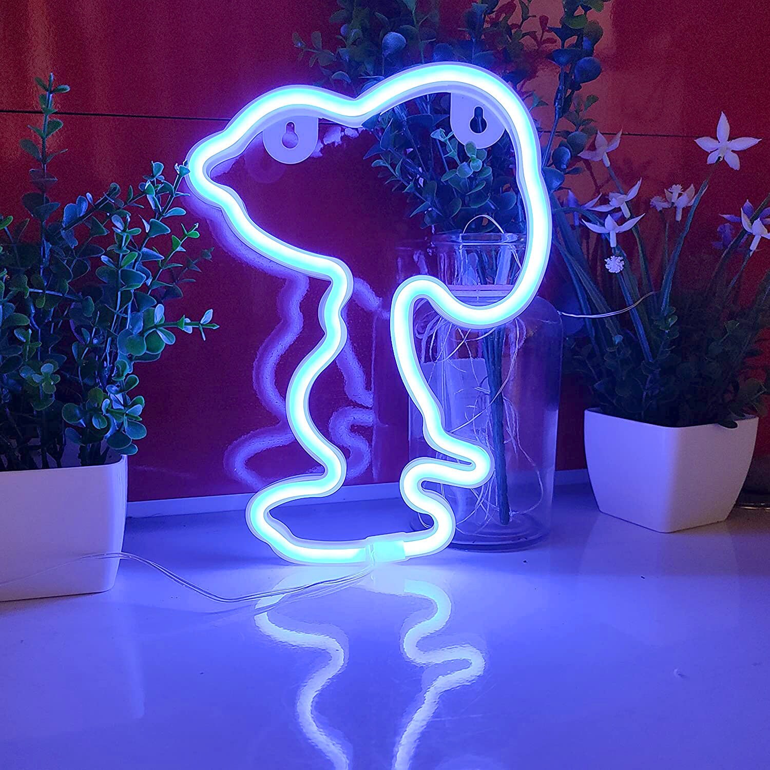 Blue Snoopy Dog Led Neon Sign Dog Neon Sign Blue Neon Wall | Etsy
