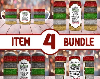 Weihnachtsverpackungs-Bundle / Dasher, Tänzer, Prancer, Füchsin, Whisky • Sublimationsdesigns • Digitaler Download