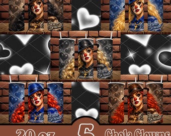 5-Chola Clowns Bündel | 20 Unzen Skinny Straight Tumbler Wrap Sublimationsentwurf | Ai Bilder | PNG-Dateien | Digitaler Download!