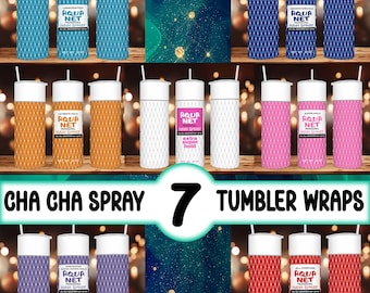 7~20 oz Straight Tumbler Wraps • 80's Old School~Cha Cha Spray • Sublimation Design • PNG files • Digital Download ONLY!!