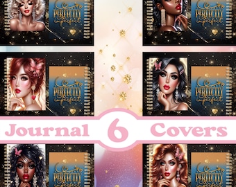 6er Set - Schöne Damen Journal Cover • Druckbare Planer Cover • Journal Cover Sublimation, "8 x 10" Png Dateien