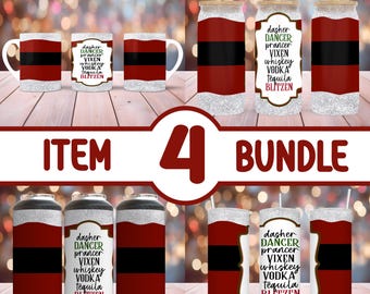 Weihnachtsverpackungs-Bundle / Dasher, Tänzer, Prancer, Füchsin, Whisky • Sublimationsdesigns • Digitaler Download