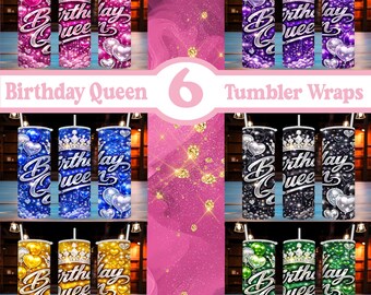 5-Geburtstags-Königin-Bündel • 20 Unzen Tumbler Wrap • PNG Sublimationsdesign • Ai Digital Art • Sofortiger digitaler Download • Shirt-Design
