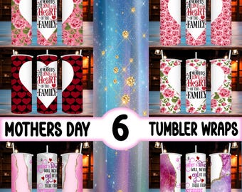 6-20 oz Skinny Tumbler Wrap's Bundle • Muttertag • Digitale Kunst / Ai Bild • Sublimations-Design • PNG-Datei