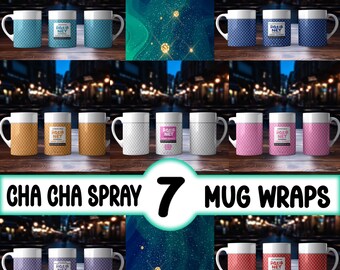 210 ml Tassen-Wraps • 80er Jahre Old School ~ Cha Cha Spray • Sublimationsdesign • PNG-Dateien • NUR Digitaler Download !!