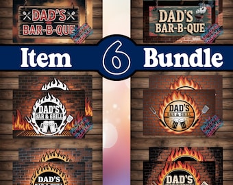 6-Dad's BBQ/ Bar & Grill Schilder | 8 x 12 Png für Metallsublimationsschilder | PNG Grafiken für Sublimation | Digitaler Download!