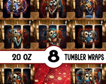 8-Sally N Jack Tumbler Wraps | 20 Unzen Skinny Straight Tumbler Wraps ~ Sublimationsentwürfe | PNG-Dateien | NUR digitale Downloads!