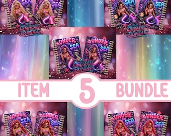 Bündel mit 5 frechen Meerjungfrauen Journal Cover's • Druckbare Planer Cover • Journal Cover Sublimation, "8,5 x 11" Png Dateien