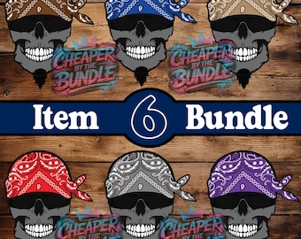 6-Piraten-Schädel mit Bandana • Png-Dateien für die Sublimation auf T-Shirts Etc • Alle Pngs sind einzelne Dateien