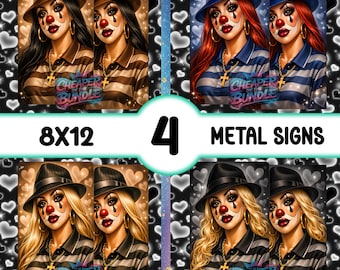 4-Chola Clowns Man Höhle Schilder | 8 x 12 Png für Metallsublimationsschilder | PNG Grafiken für Sublimation | Digitaler Download!
