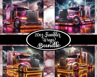 4-Pink Semi Truck Tumbler Wraps | 20 Unzen Skinny Straight Tumbler Wraps ~ Sublimationsdesign | Ai Bilder | PNG-Dateien | NUR digitale Downloads!