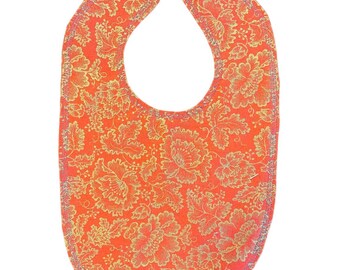 Coral and Gold Flower Toddler Bib