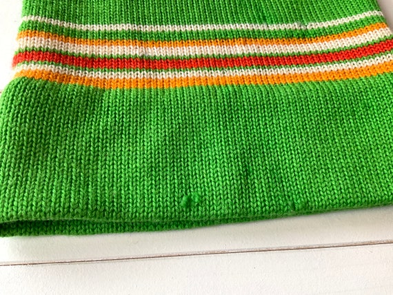 Vintage Wool Ski Hat West Germany, Lime Green Yel… - image 7