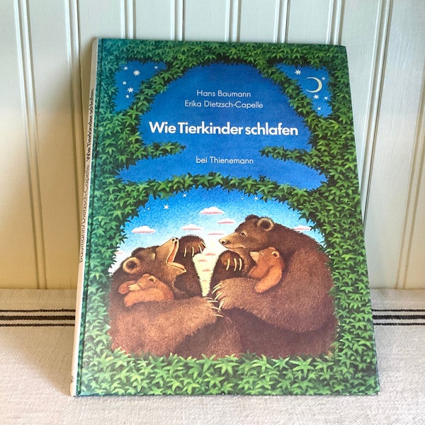 Vintage Kids Book in German Baby Animals - How Do Baby Animals Go To Sleep? Wie Tierkinder Schlafen - Bedtime Story Nursery Library