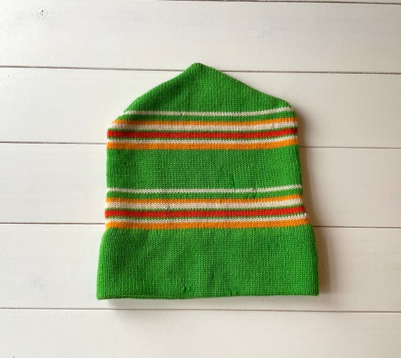 Vintage Wool Ski Hat West Germany, Lime Green Yel… - image 2